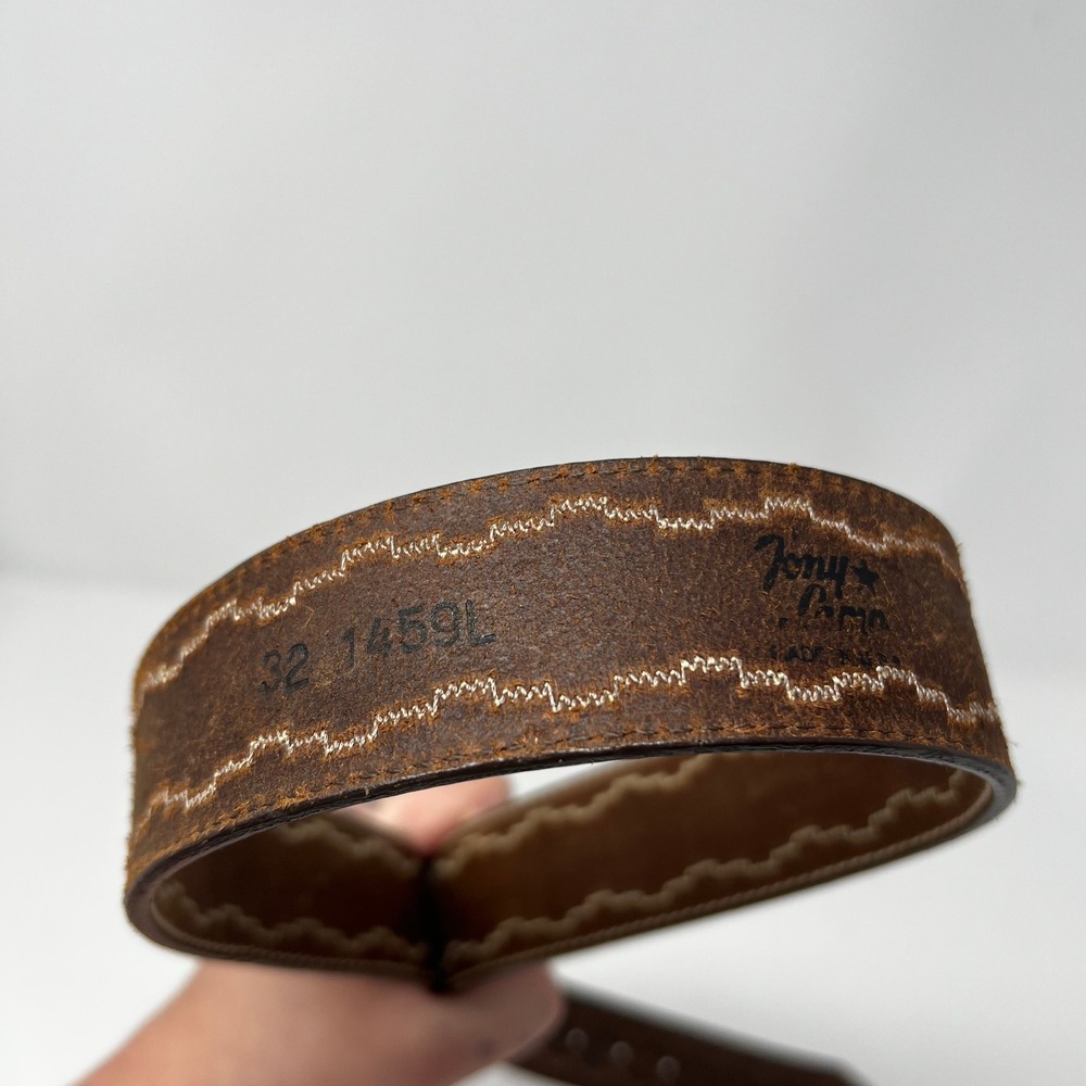 Tony Lama Brown Leather Western Belt Silver Buckle Women's Size 32 1459L - Picture 5 of 6